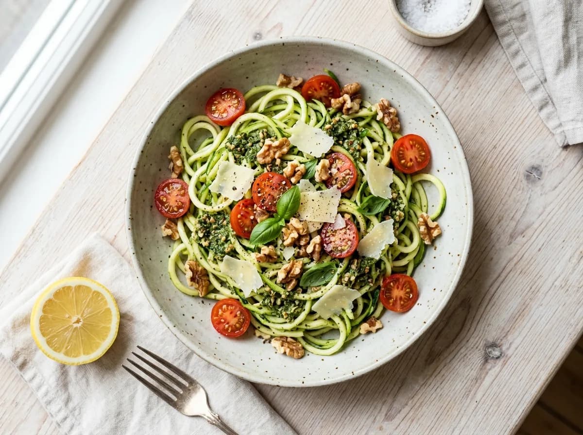 Courgette Noodles with Walnut Pesto