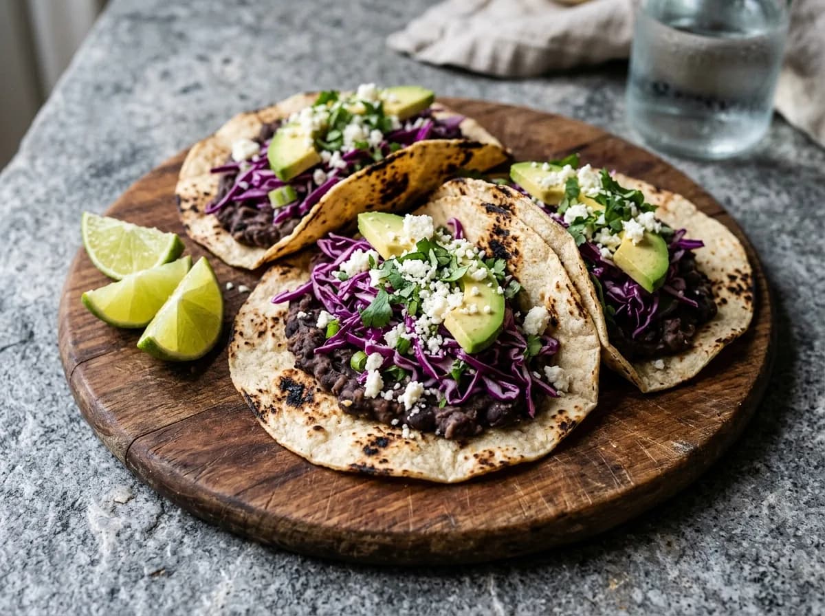 Chipotle Black Bean Tacos with Lime Slaw