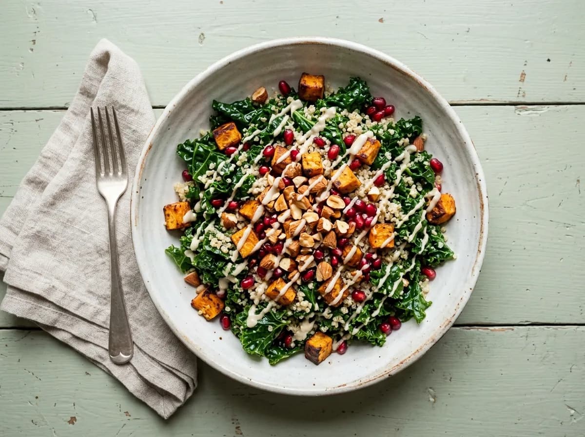 Crunchy Kale and Quinoa Salad with Tahini